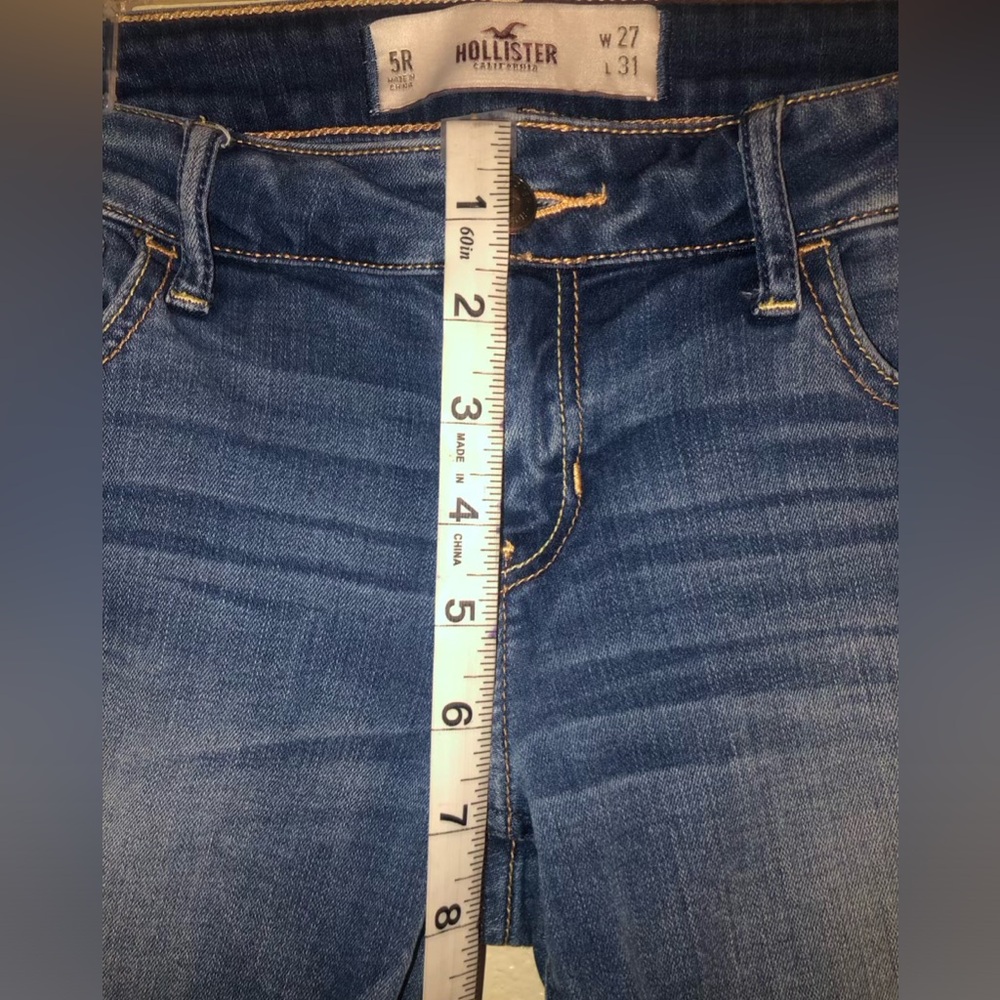 Women's-Junior Hollister Distressed Denim Blue Jeans Sz 5R - Picture 7 of 8